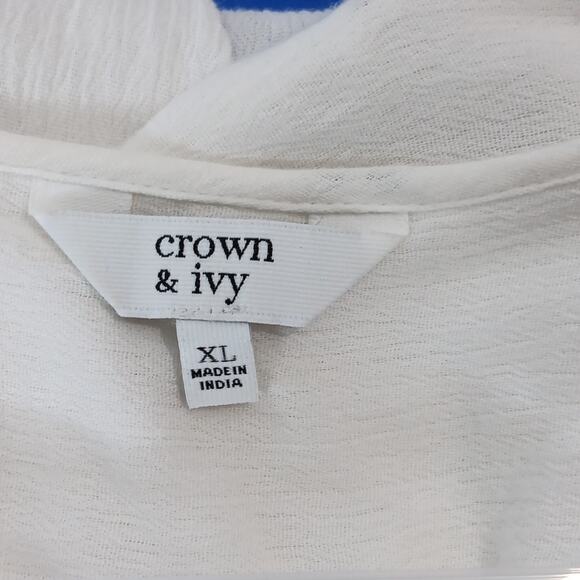 Crown & Ivy Boho Embroidered Flow Top Women's‎ Size XL Made in India Cottagecore - Picture 10 of 11